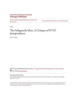 The Safeguards Mess: a Critique of WTO Jurisprudence