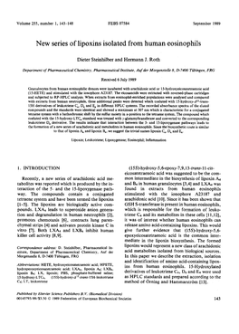 New Series of Lipoxins Isolated from Human Eosinophils