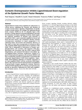 Cortactin Overexpression Inhibits Ligand-Induced Down-Regulation of the Epidermal Growth Factor Receptor