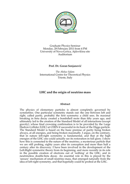 LHC and the Origin of Neutrino Mass