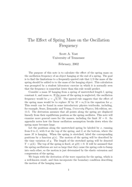 The Effect of Spring Mass on the Oscillation Frequency