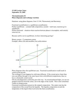 12.109 Lecture Notes September 29, 2005 Thermodynamics II Phase