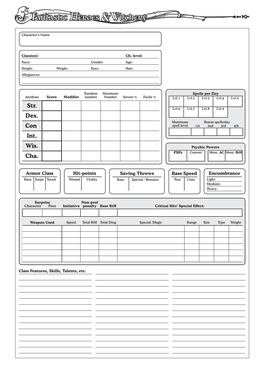 Character Sheet