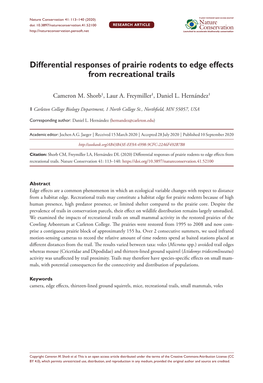 Differential Responses of Prairie Rodents to Edge Effects from Recreational Trails