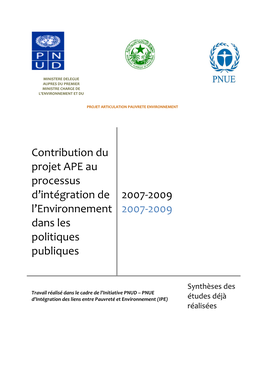 Contribution Du Projet APE Au Processus D'intégration De L