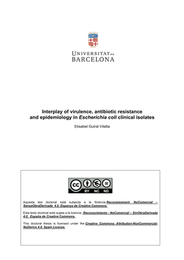 Interplay of Virulence, Antibiotic Resistance and Epidemiology in Escherichia Coli Clinical Isolates