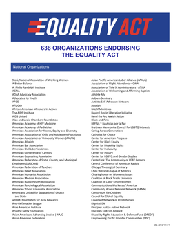 Orgs Endorsing Equality Act 3-15-21