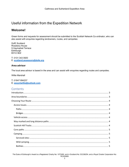 Useful Information from the Expedition Network Contents