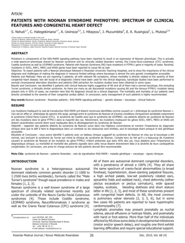 Patients with Noonan Syndrome Phenotype: Spectrum of Clinical Features and Congenital Heart Defect S