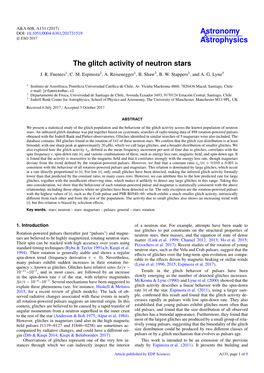 The Glitch Activity of Neutron Stars J