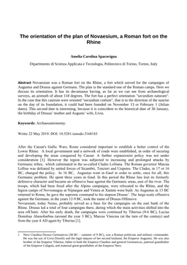 The Orientation of the Plan of Novaesium, a Roman Fort on the Rhine