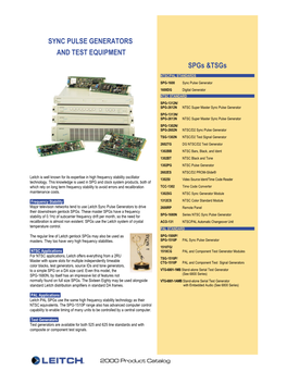 SYNC PULSE GENERATORS and TEST EQUIPMENT Spgs &Tsgs