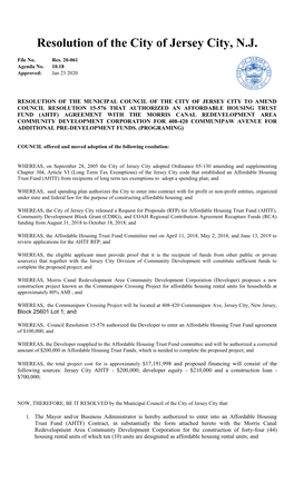 Recommendation Reso for 408-420 Communipaw Avenue