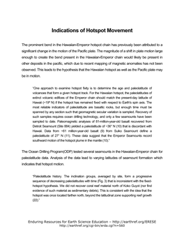 Indications of Hotspot Movement