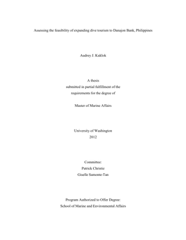 Assessing the Feasibility of Expanding Dive Tourism to Danajon Bank, Philippines