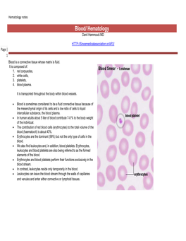 Hematology Notes Blood/ Hematology Danil Hammoudi.MD