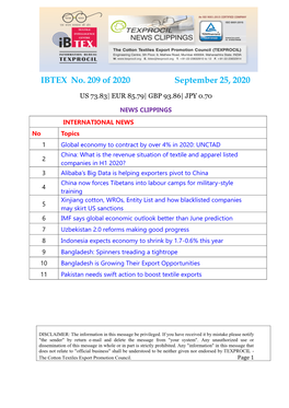 IBTEX No. 209 of 2020 September 25, 2020