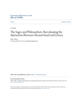 Reevaluating the Interaction Between Ancient Israel and Greece Mike Tolliver University of Missouri-St