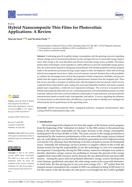 Hybrid Nanocomposite Thin Films for Photovoltaic Applications: a Review