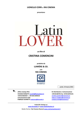 LATIN LOVER Un Film Di Cristina Comencini Pressbook Uscita