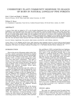 Understory Plant Community Response to Season of Burn in Natural Longleaf Pine Forests