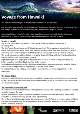 Legend -Voyage from Hawaiiki
