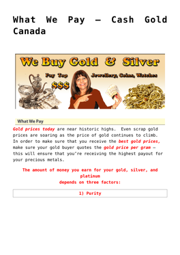 What We Pay – Cash Gold Canada