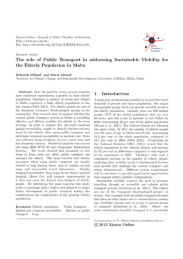 The Role of Public Transport in Addressing Sustainable Mobility for the Elderly Population in Malta