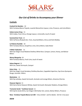 Our List of Drinks to Accompany Your Dinner