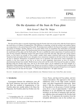 On the Dynamics of the Juan De Fuca Plate