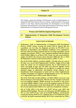 Chapter II Performance Audit Women and Child Development