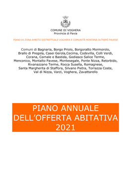 Piano Annuale Dell'offerta Abitativa 2021