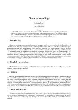 Character Encodings