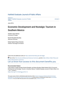 Economic Development and Nostalgic Tourism in Southern Mexico