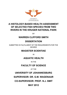 A Histology-Based Health Assessment of Selected Fish Species