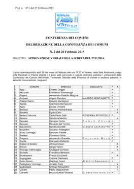 Delibera 2 Approvazione Verbali Seduta 27 Novembre