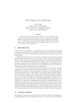 Proof Theory for Modal Logic