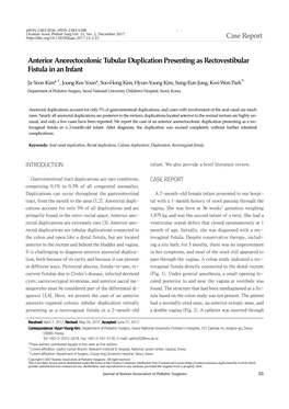 Case Report Anterior Anorectocolonic Tubular Duplication Presenting As