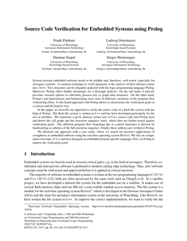 Source Code Verification for Embedded Systems Using Prolog