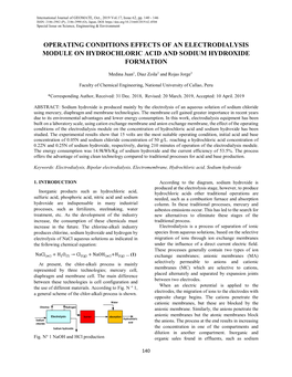 Operating Conditions Effects of an Electrodialysis Module on Hydrochloric Acid and Sodium Hydroxide Formation