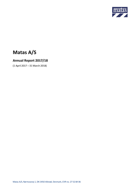 Matas A/S Annual Report 2017/18 (1 April 2017 – 31 March 2018)