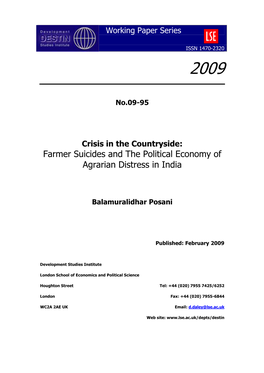 Farmer Suicides and the Political Economy of Agrarian Distress in India