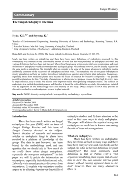 The Fungal Endophyte Dilemma Commentary