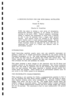 A GROUND STATION for USE with SMALL SATELLITES by I Ronald M