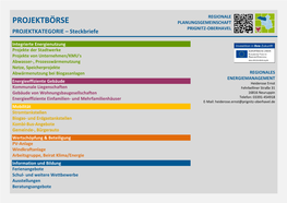 Übersicht Projektbörse Oberhavel