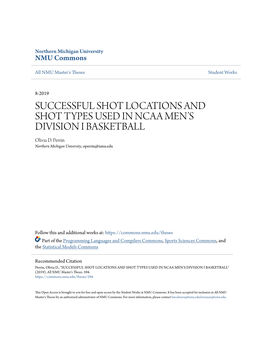 Successful Shot Locations and Shot Types Used in NCAA Men's Division I Basketball"