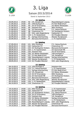 Spielplan 3. Liga 13-14 Spieltage 10-17