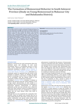 The Formation of Homosexual Behavior in South Sulawesi Province (Study on Young Homosexual in Makassar City and Bulukumba District)