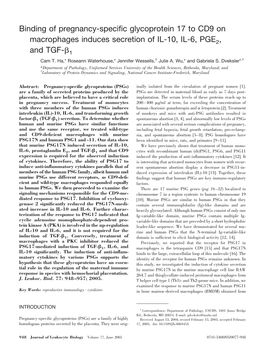 Binding of Pregnancy-Specific Glycoprotein 17 to CD9 On