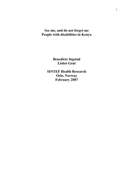See Me, and Do Not Forget Me People with Disabilities in Kenya